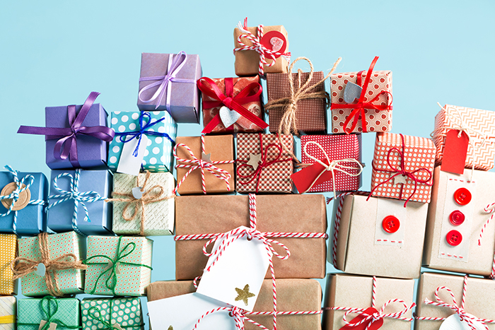 Collection of Christmas present boxes