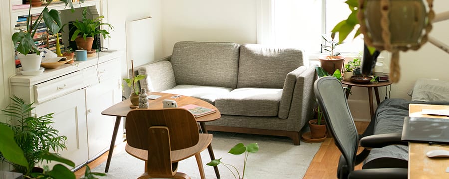 Cozy gray toned living room space