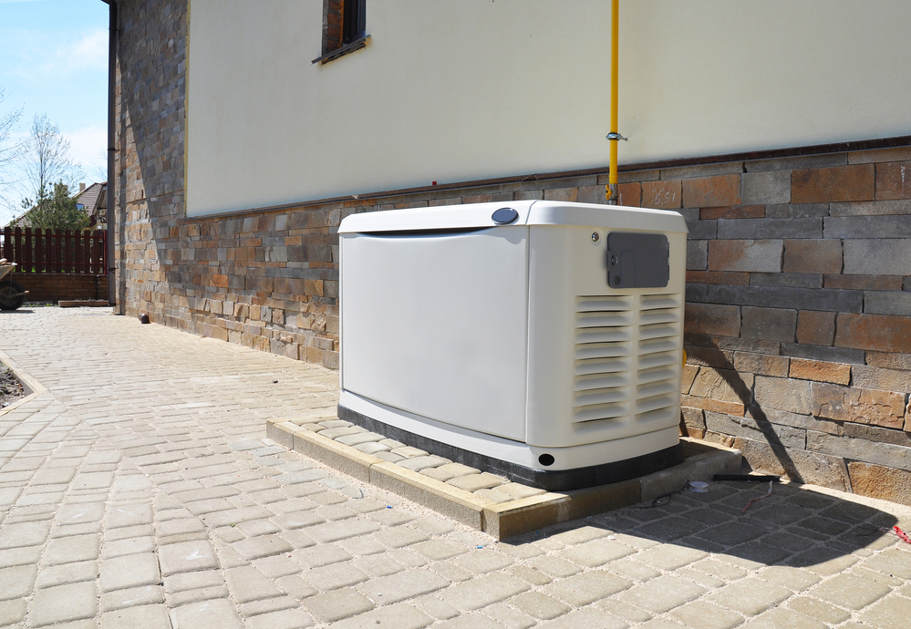 Backup white natural gas generators outside of home